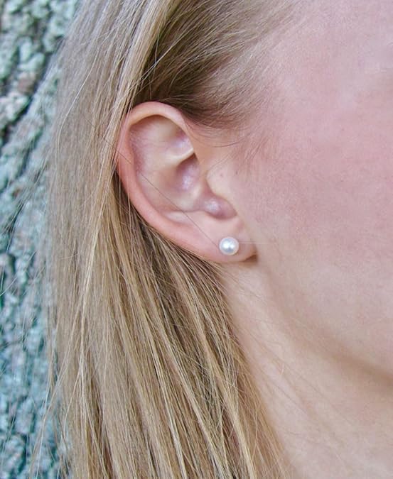 14K Gold Filled Polished Small CZ Pearl Ball Stud Earrings Set for Women Men 20G Surgical Steel Hypoallergenic Piercing Studs for Sensitive Ear, Pack of 6 Pairs | A2 : Gold, 3MM-10MM, White Pearl